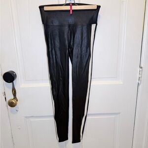 SPANX Black Leggings with white stripe